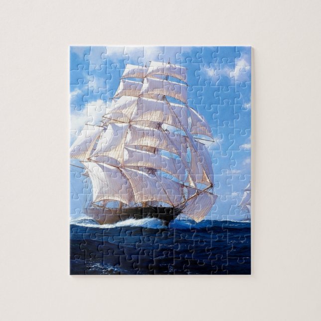 Puzzle Bateau calé par carré en mer (Vertical)