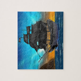 PUZZLE BATEAU DE PIRATE AU COUCHER DU SOLEIL