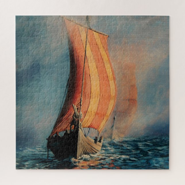 Puzzle Bateau viking/long bateau/en mer/hommes en bateau (Vertical)