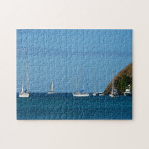 Puzzle Bateaux à voile dans la baie Blancs et Bleus Nauti