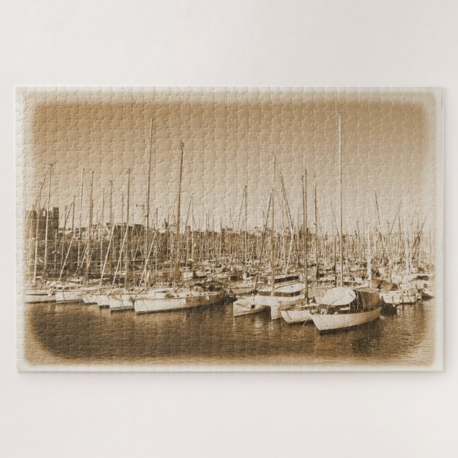 Puzzle Bateaux à voile dans le port de Barcelone - 20x30  (Horizontal)