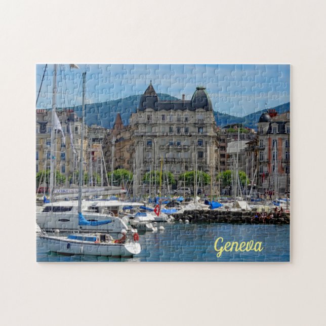 Puzzle Bateaux Ancré Lac Léman Suisse (Horizontal)