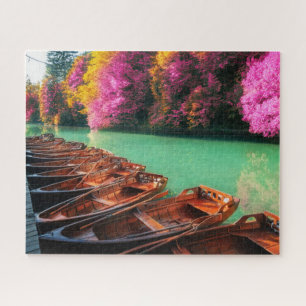 Puzzle Bateaux d'aviron Lac Trees Lacs Plitvice Croatie