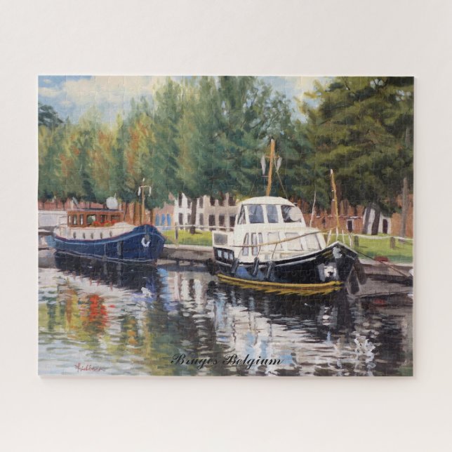 Puzzle Bateaux de Bruges Impressionniste Peinture à l'hui (Horizontal)
