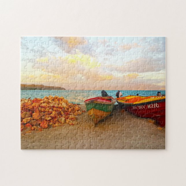 Puzzle Bateaux de pêche sur une plage de Jamaïque. (Horizontal)