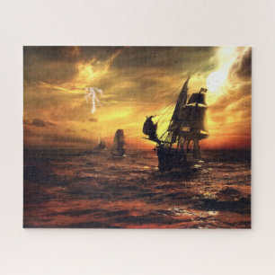 Puzzle Bateaux sur la mer orageuse