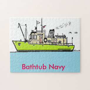 Puzzle, Bathtub Navy Jigsaw Puzzle
