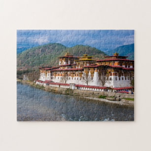 Puzzle Bâtiment du Dzong au bord de la rivière