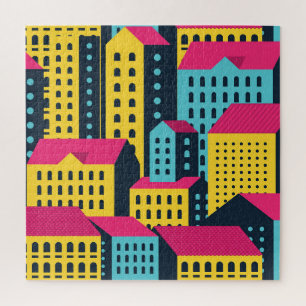 Puzzle Bâtiments Abstraits Ville Paysage Vintage