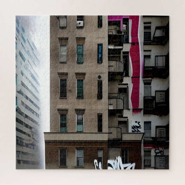 Puzzle Bâtiments urbains abandonnés avec graffiti (Vertical)