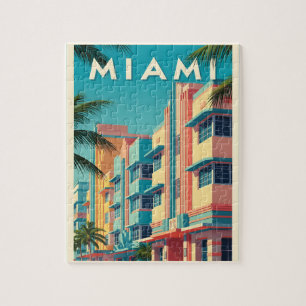Puzzle Bâtiments vibrants de Miami avec des palmiers
