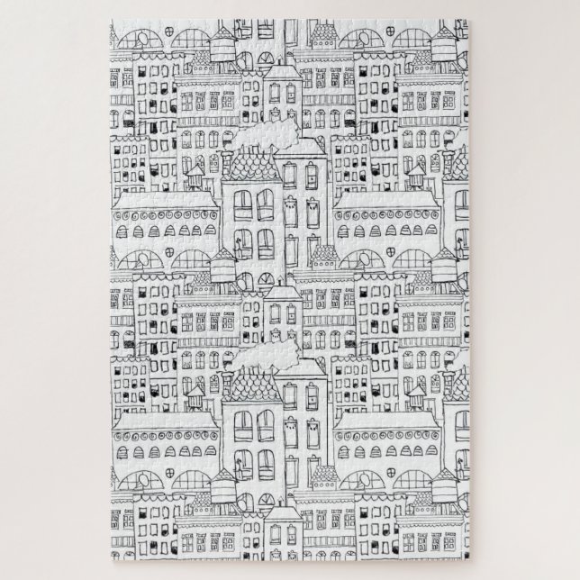 Puzzle Bâtiments Whimsical de la ville Stylo à main et en (Vertical)