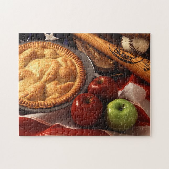 Puzzle Batte de baseball patriotique de tarte aux pommes (Horizontal)