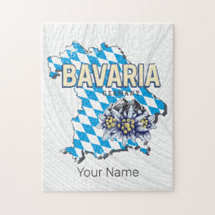 Puzzle Bavière avec carte vintage et motif edelweiss