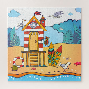 Puzzle Beach Lifeguard and Surboards