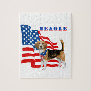 Puzzle Beagle avec drapeau américain