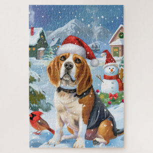 Puzzle Beagle Chien Winter Wonderland Noël Joie