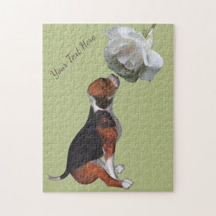 Puzzle Beagle Chiot Odeur Rose blanche Personnalisé
