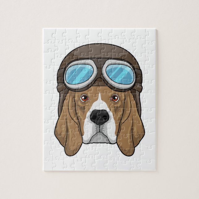 Puzzle Beagle en tant que pilote avec casquette pilote (Vertical)