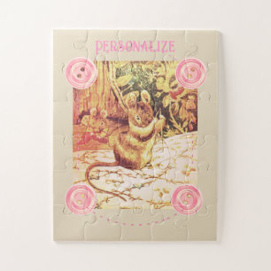 Puzzle Beatrix potier souris mignon vintage couture rose