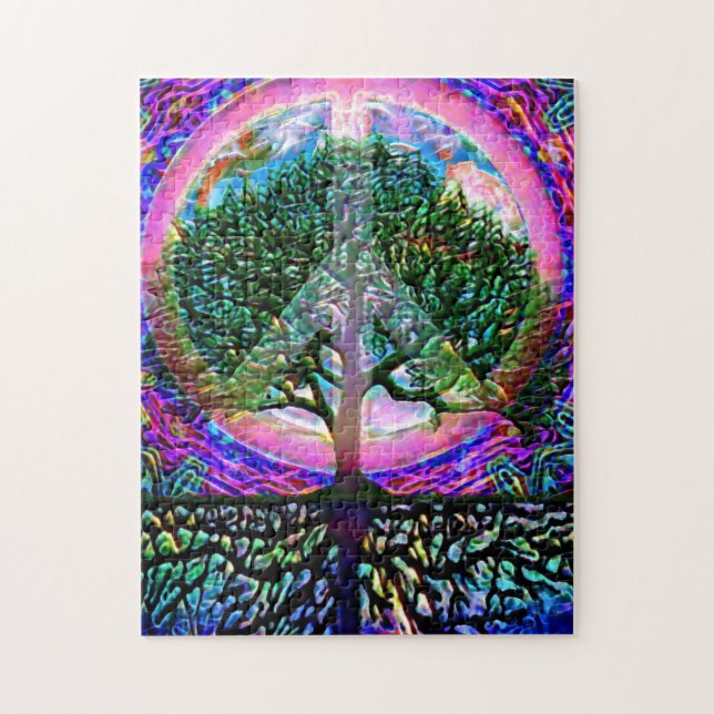 Puzzle Beau arbre de vie de paix mondiale (Vertical)