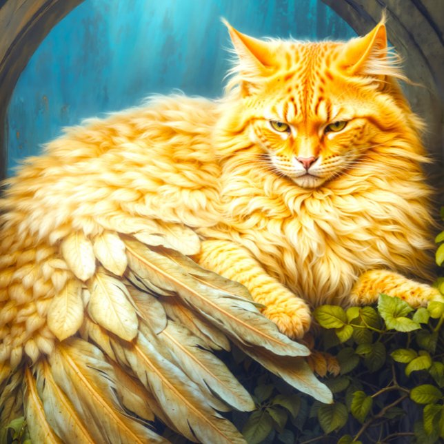 Puzzle Beau chat Tabby Orange avec Plumes de queue (Close- up of artwork)