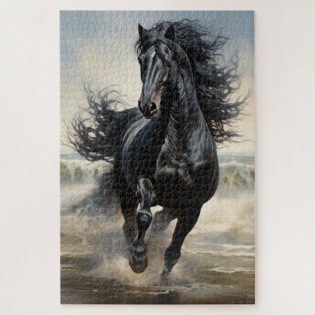 Puzzle Beau cheval noir (Vertical)