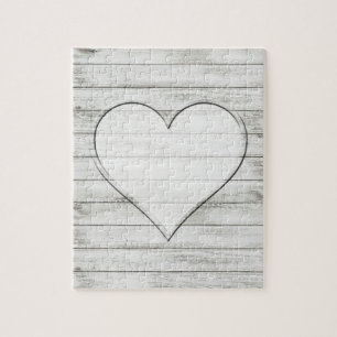 Puzzle Beau coeur en bois rustique de texture