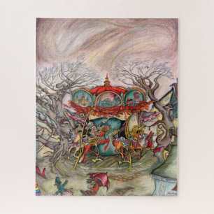 Puzzle beau, coloré, imaginaire carrousel par artiste