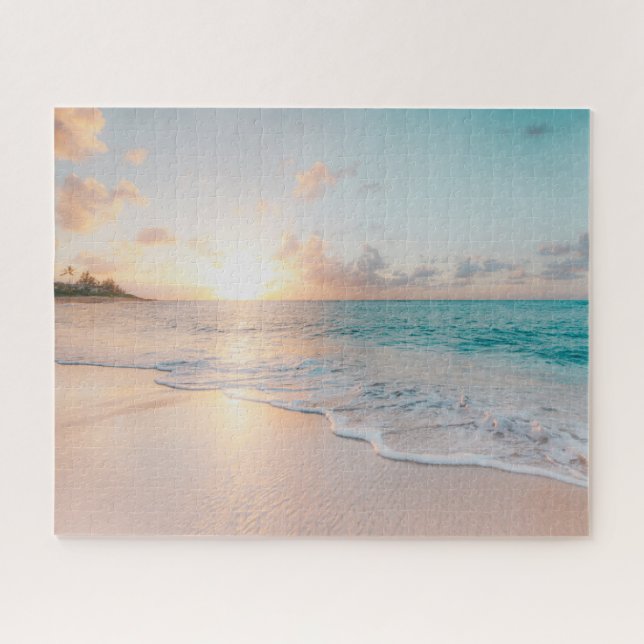 Puzzle Beau Coucher de soleil océanique avec une famille  (Horizontal)