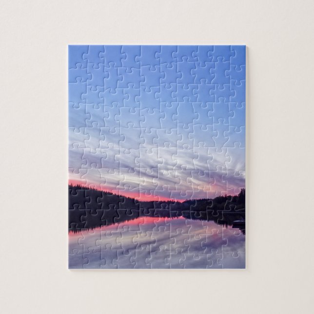 Puzzle Beau coucher de soleil sauvage sur le lac Photo (Vertical)