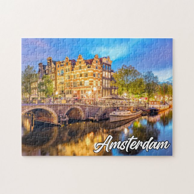 Puzzle Beau coucher de soleil sur Amsterdam, Pays-Bas (Horizontal)
