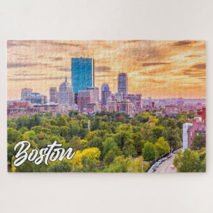 Puzzle Beau coucher de soleil sur Boston, Massachusetts,
