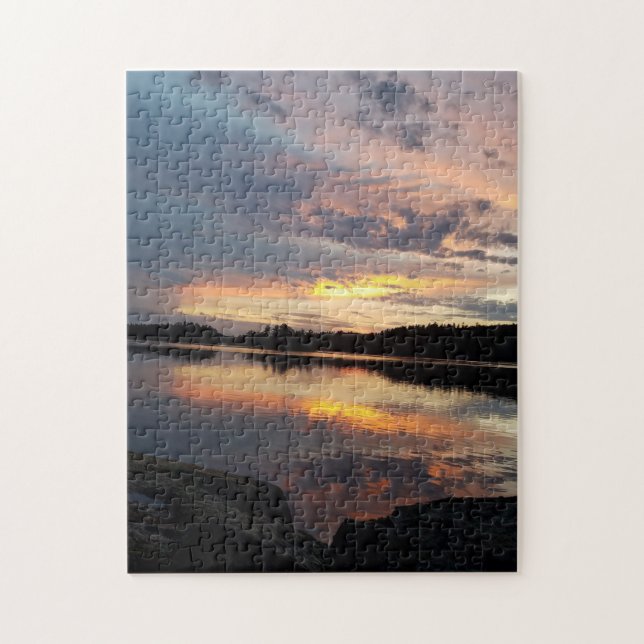 Puzzle Beau coucher de soleil sur le lac (Vertical)
