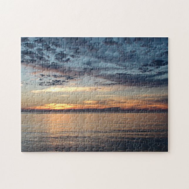 Puzzle Beau coucher de soleil sur l'océan avec nuages (Horizontal)