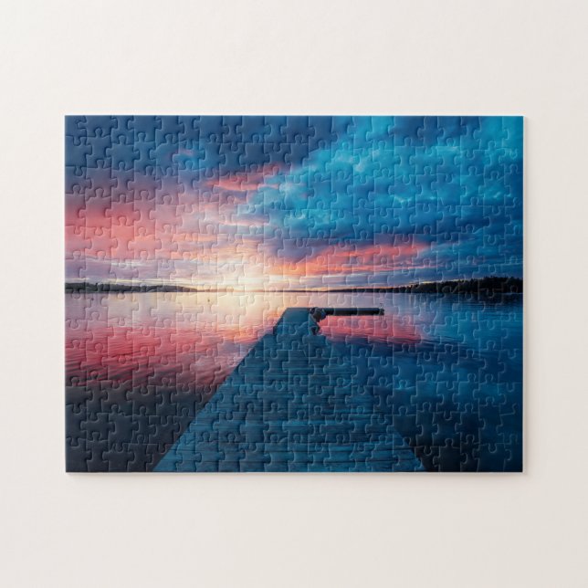Puzzle Beau coucher de soleil sur un lac de Calme (Horizontal)