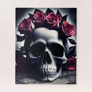 Puzzle Beau crâne Rose foncé et gothique