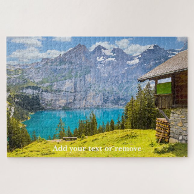 Puzzle Beau lac d'Oeschinen, montagnes, Suisse, (Horizontal)