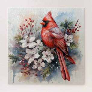 Puzzle Beau Oiseau Cardinal Rouge