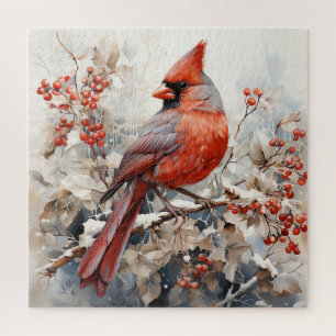 Puzzle Beau Oiseau Cardinal Rouge