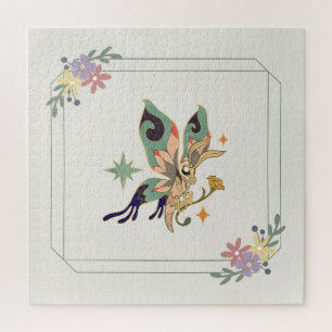 Puzzle Beau papillon graphique, Arrière - plan beige