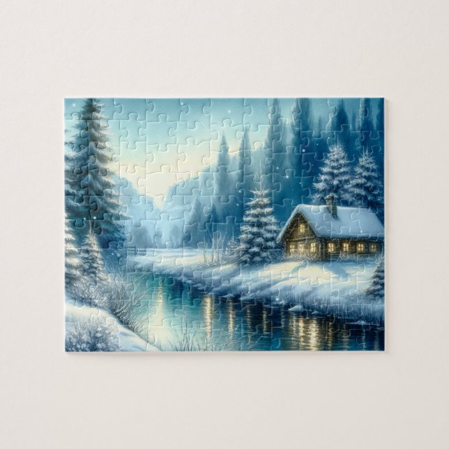 Puzzle Beau paysage de la rivière d'hiver (Horizontal)