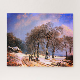 Puzzle Beau paysage enneigé en beaux-arts