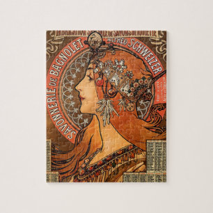 Puzzle Beau profil féminin - Mucha