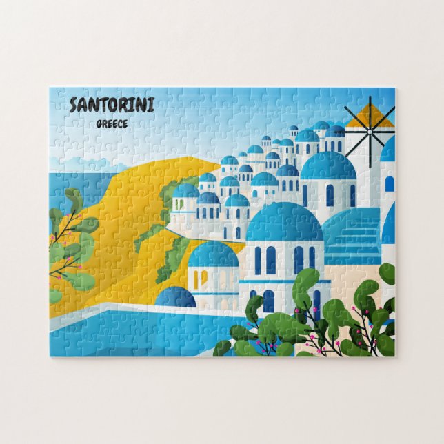 Puzzle Beau Santorin Grèce Voyage (Horizontal)
