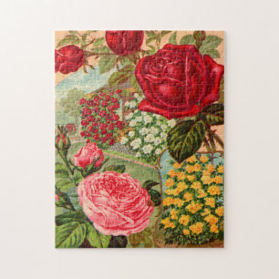 Puzzle Beau Victorian Floral Seed Packet ROSES