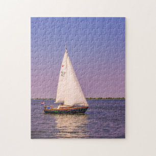 Puzzle Beau voilier au coucher du soleil, Pays-Bas