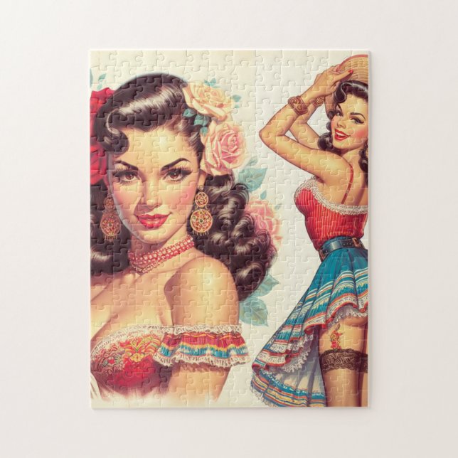 Puzzle Beauté rétro Femme mexicaine (Vertical)
