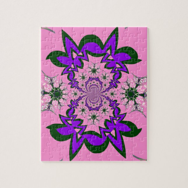 Puzzle Beautiful baby pink floral purple shade motif mono (Vertical)