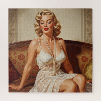 Puzzle Beautiful blonde pin-up 50's art
